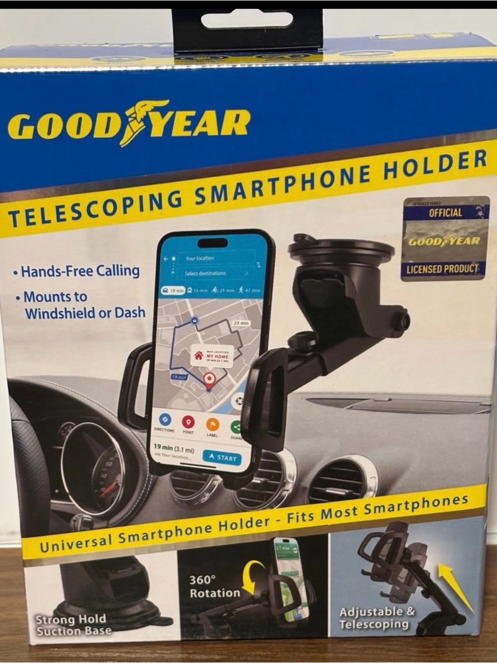 Goodyear Telescoping Black Smartphone Holder - Universal Car Mount